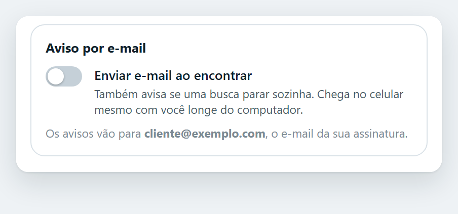 Opção de enviar e-mail ao encontrar