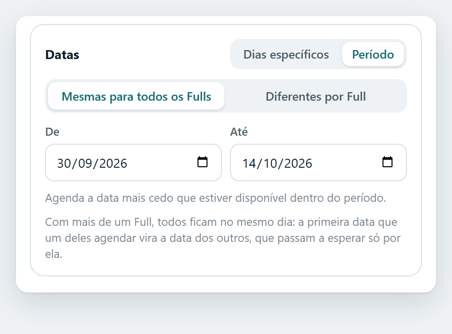 Datas por período, de uma data até outra