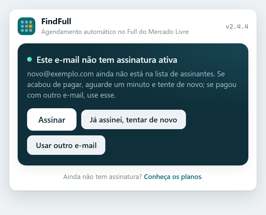 Tela avisando que o e-mail não tem assinatura