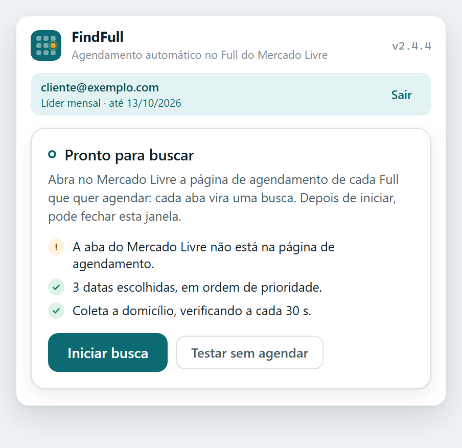 Monitor avisando que a aba do Mercado Livre não é a página de agendamento