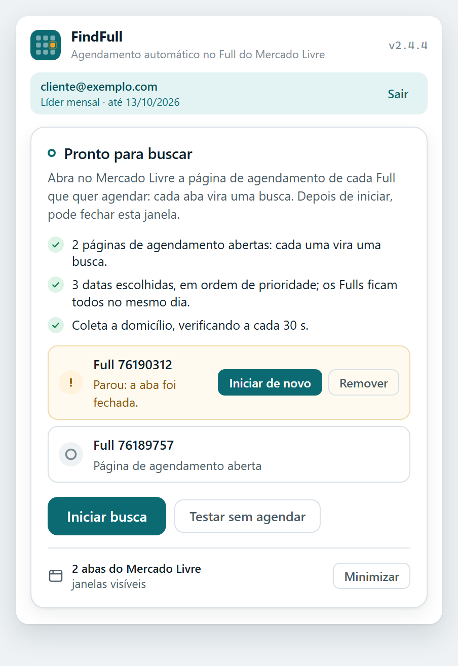 Busca parada porque a aba foi fechada