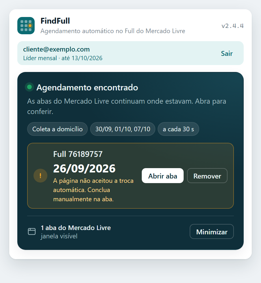 Resultado em âmbar pedindo para conferir a página