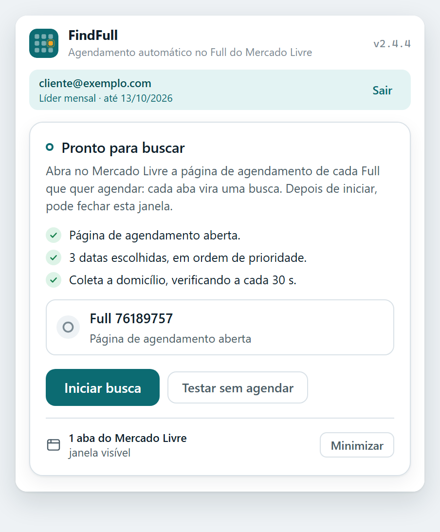 Monitor com uma página de agendamento aberta e o botão Iniciar busca