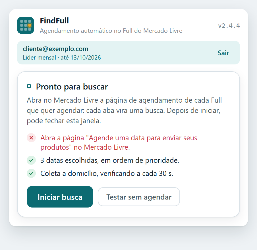 Monitor avisando que não há aba do Mercado Livre aberta