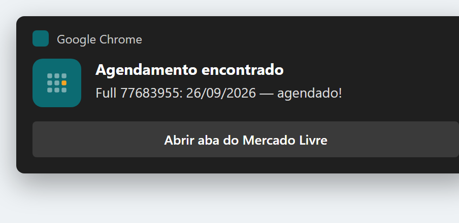 Notificação do Windows: Agendamento encontrado, Full 77683955, 26/09/2026